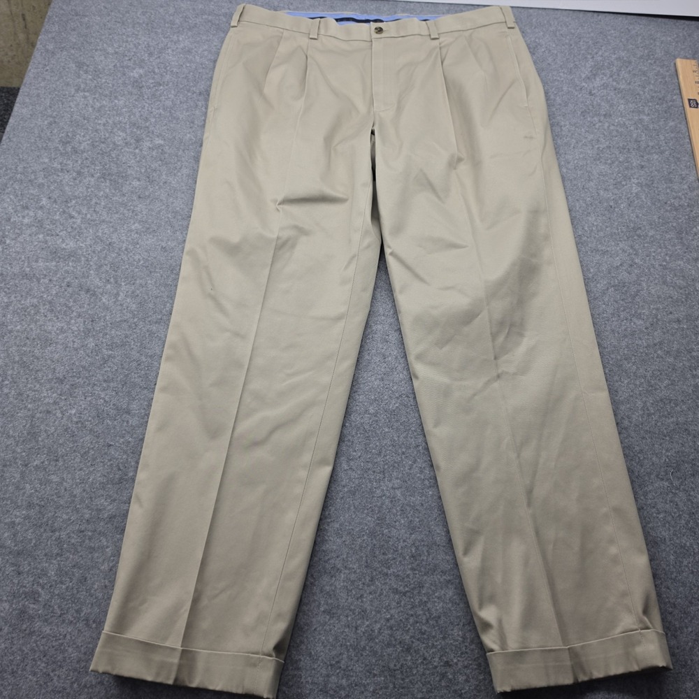 Brooks Brothers Advantage Chino Elliot Men's 38x32 Tan Excellent Pleated Cuffed